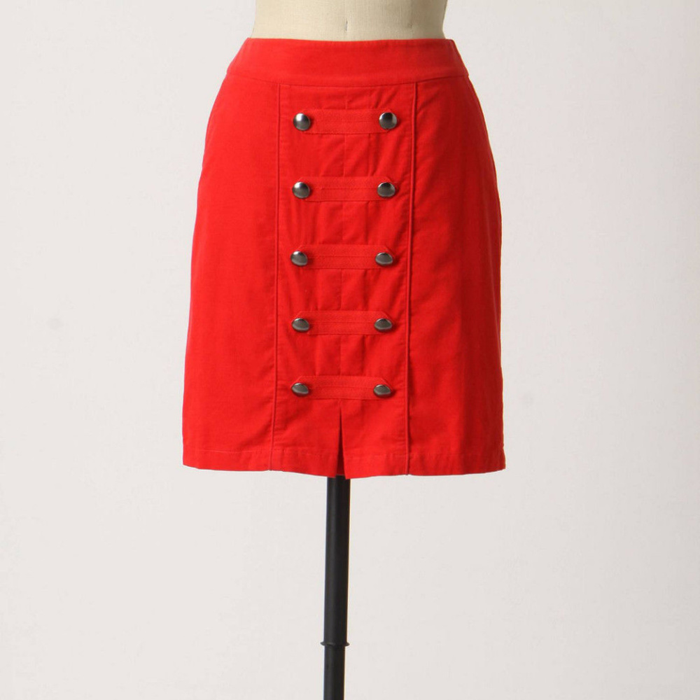 Anthropologie Brigadier Skirt Red Corduroy Pencil By Odille NWT